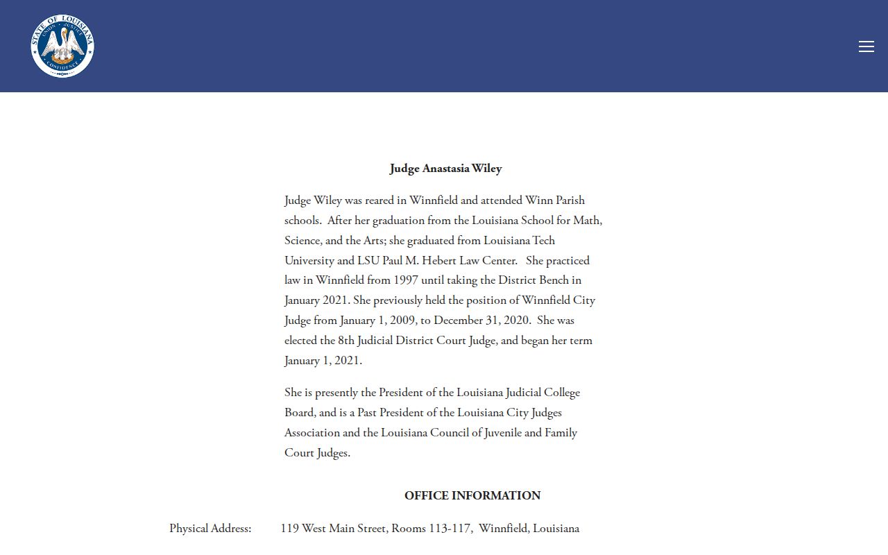 Winn Parish court docket minute-clerk and judicial office information